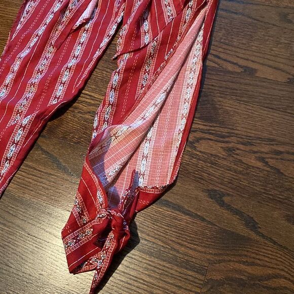 Simplee Small Trouser Pant Front Wrap Tie Pockets Long Slit Sides with Hem Tie - Picture 3 of 6